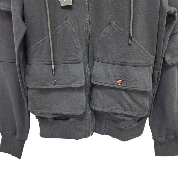 Preme Black With Multiple Utility Pockets Full-Zip Hoodie Size L - Picture 7 of 14